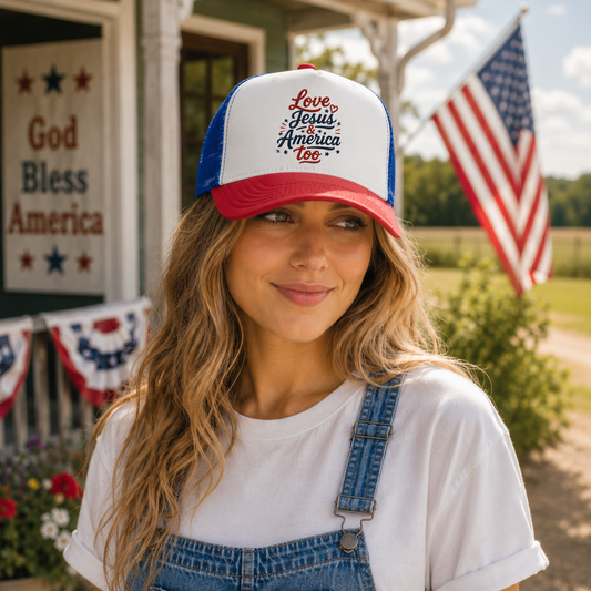 Love Jesus & America Too Trucker Hat